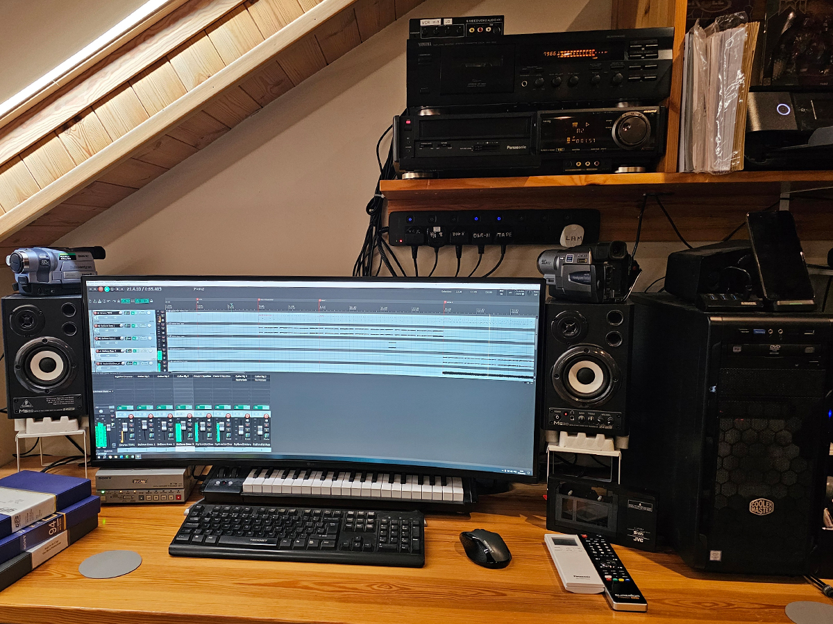 Wide view of a professional video editing and media digitisation studio